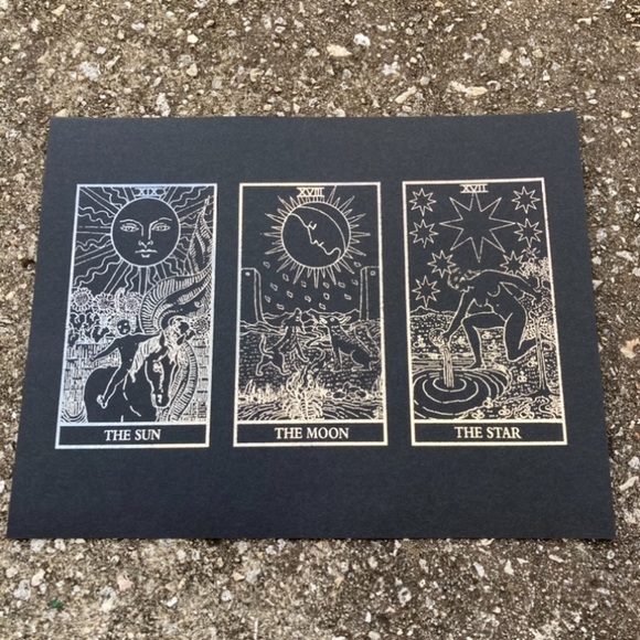 HANDMADE Silver Foiled Celestial Trio Tarot Print - Picture 2 of 2